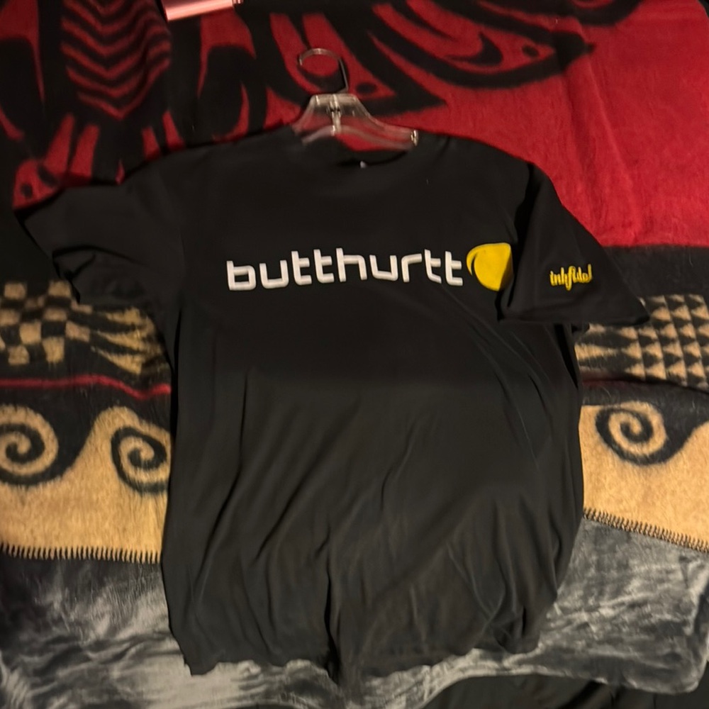 Black Graphic T-Shirt with Yellow Detail